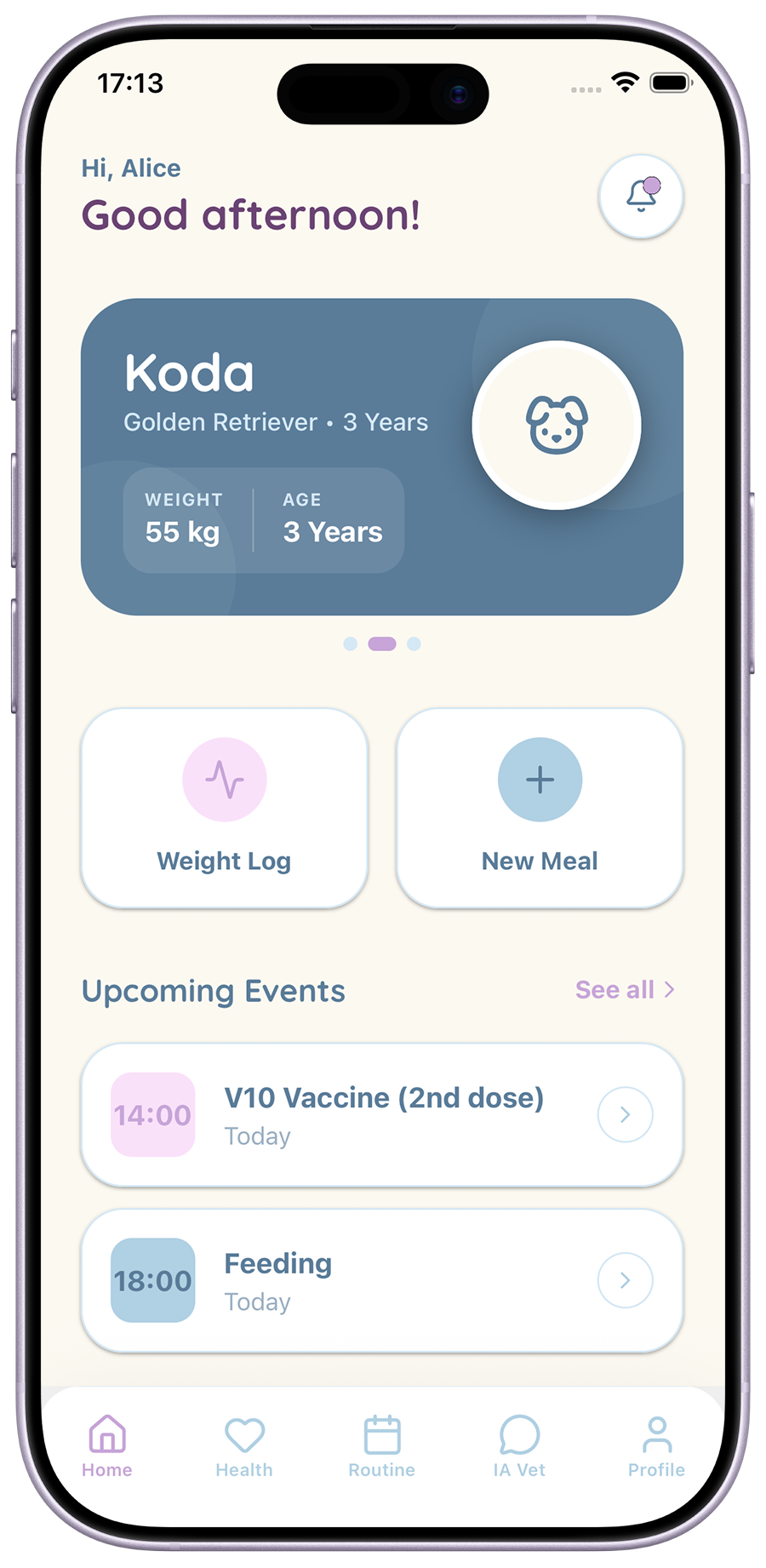Chiot app home screen